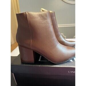 Lane Bryant Brown Inside Zip Block Heel Ankle Booties Boots Sz 9.5W